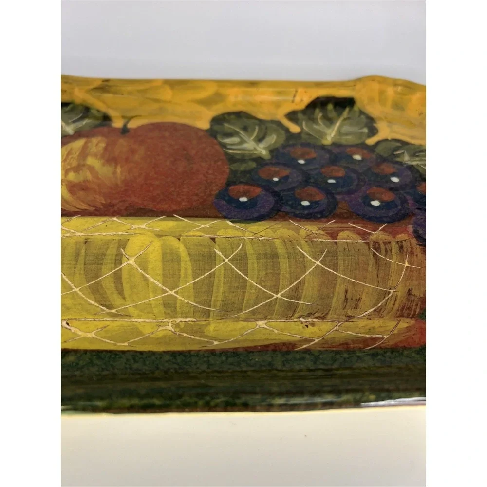 Vintage Vietri Italia Hand Painted Fruit Serving Tray‎ Italy Ceramic Handled